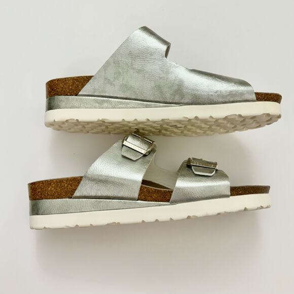 Ethem Genuins Silver Metallic Sandals Slides Made in Spain | EU 41 (US L10 / M8) - Picture 5 of 10